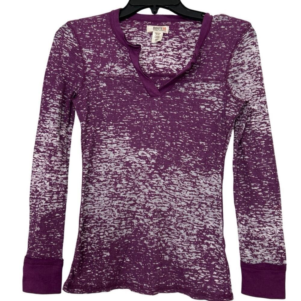 Route 66 Y2K Purple Burnout Thermal Long Sleeve Top Vintage 2000s Grunge XS